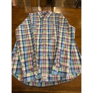 Ralph Lauren Mens XL Custom Fit Plaid Button Down Shirt Multi Color Long Sleeve